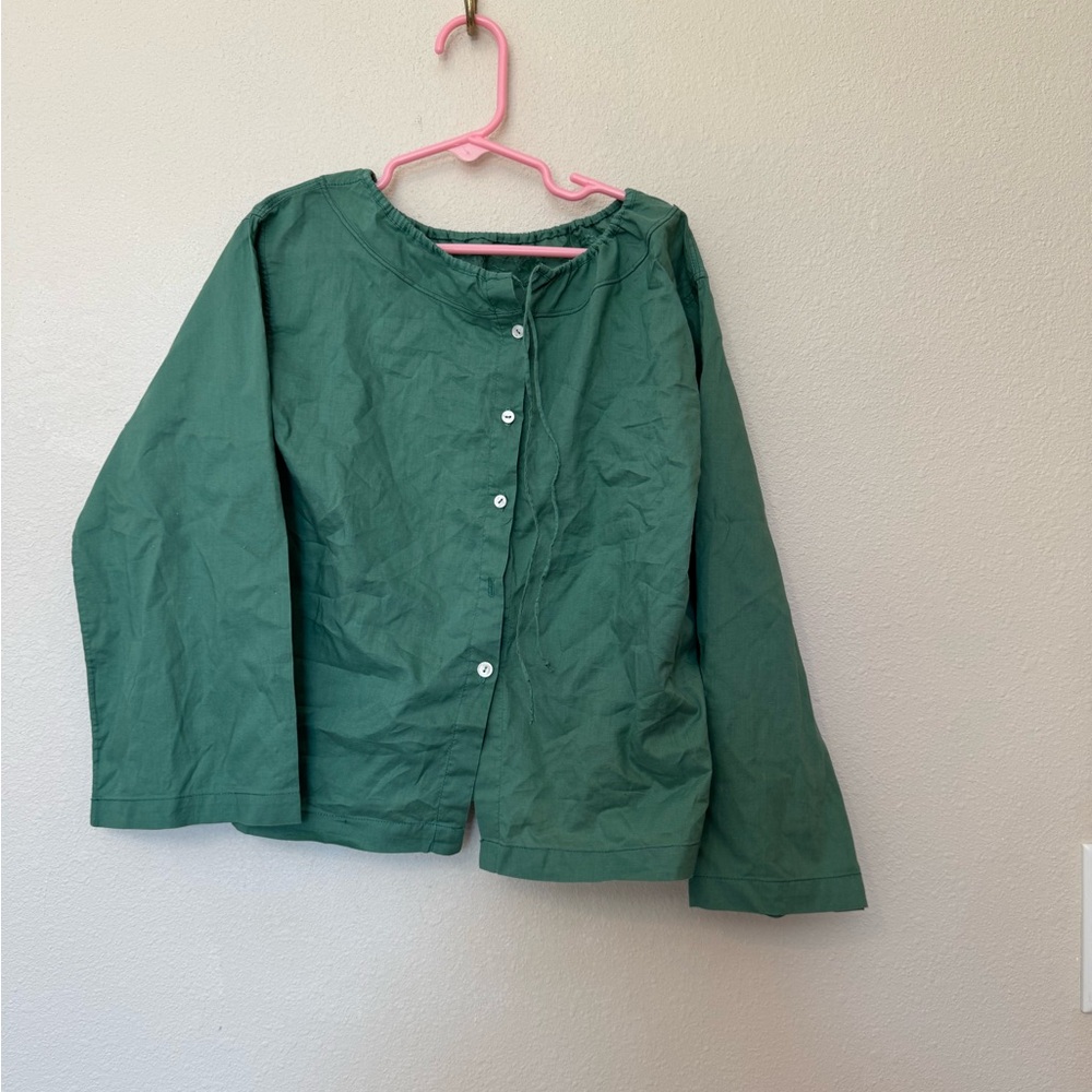 Girls Green Button-Up blouse